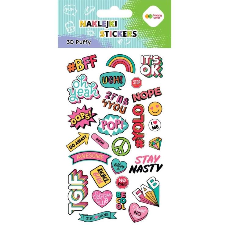 Naklejki 3D Puffy Funky Hobby 10x20cm HAPPY COLOR
