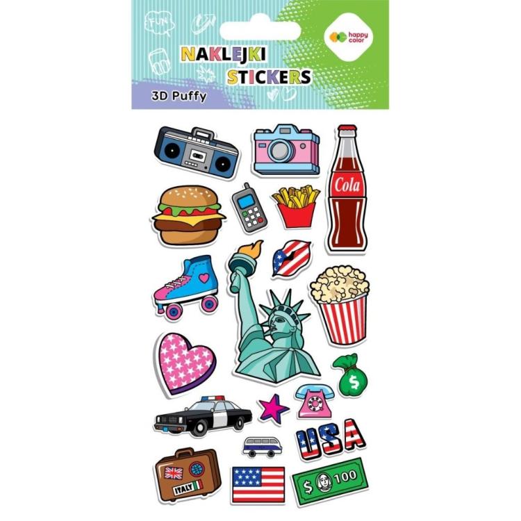 Naklejki 3D Puffy Funky Usa 10x20cm HAPPY COLOR