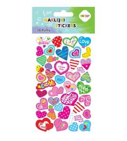 Naklejki 3D Puffy Hearts 10x20cm HAPPY COLOR