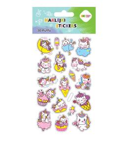 Naklejki 3D Puffy Unicorns 10x20cm HAPPY COLOR