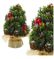 Choinka ozdobna z jarzębiną i szyszkami 17x10cm