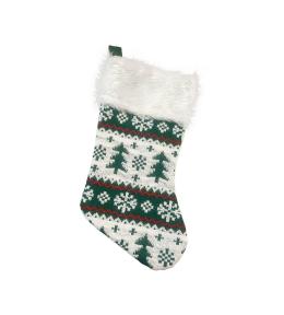 Skarpeta świąteczna w zielone choinki 41x22cm