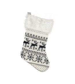 Skarpeta świąteczna biała w renifery 41x22cm