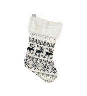 Skarpeta świąteczna biała w renifery 41x22cm