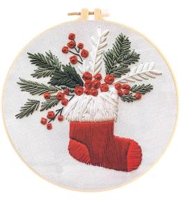 Zestaw do haftowania świąteczna skarpeta