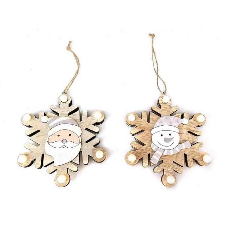 Zawieszka świąteczna drewniana ze światłem LED MIX