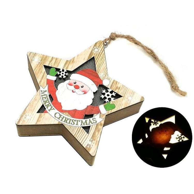 Zawieszka świąteczna drewniana ze światłem LED