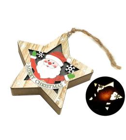 Zawieszka świąteczna drewniana ze światłem LED