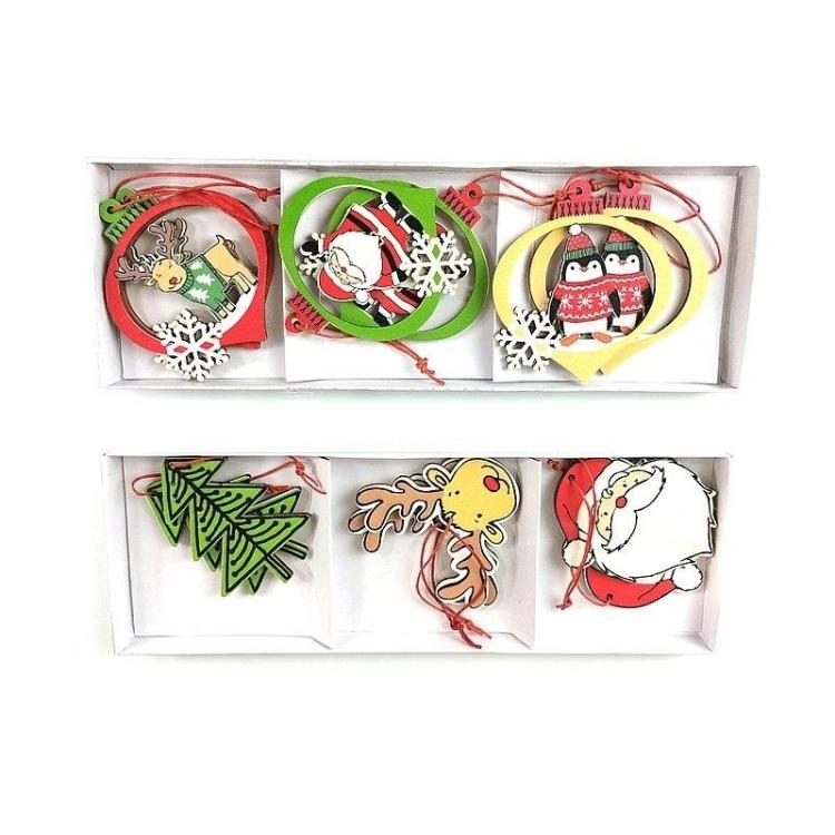 Zestaw zawieszek świątecznych drewniane MIX