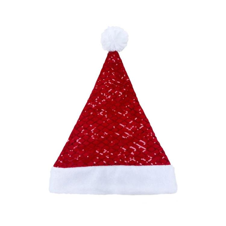 Czapka Mikołaja błyszcząca czerwone cekiny 30x42cm