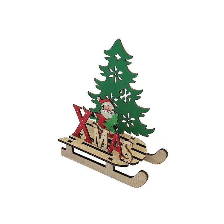 Dekoracja drewniana Mikołaj na saniach