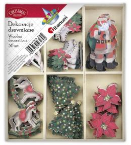 Drewniane dekoracje w drewnianym pudełku 96x110mm