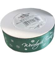 Wstążka satynowa Wesołych Świąt 25mm zielona