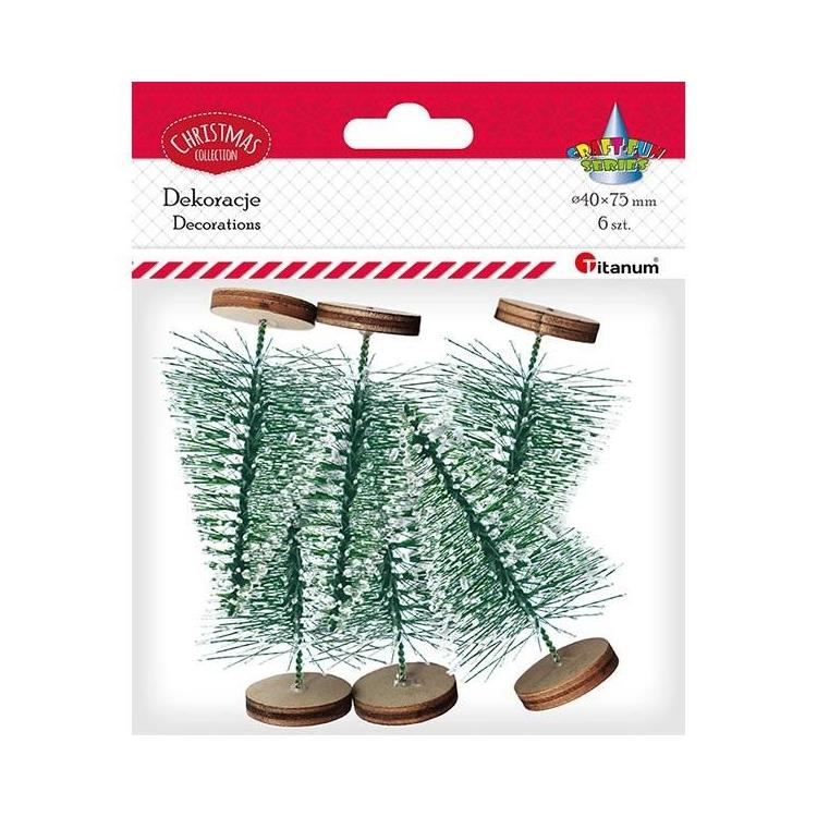 Drzewka plastikowe Choinki 75x45mm 6szt zielone