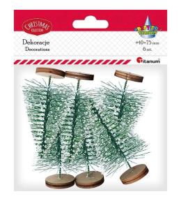 Drzewka plastikowe Choinki 75x45mm 6szt zielone