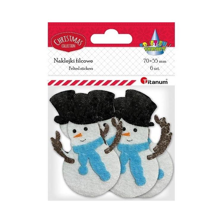 Naklejki filcowe bałwanki 55x70mm 6szt
