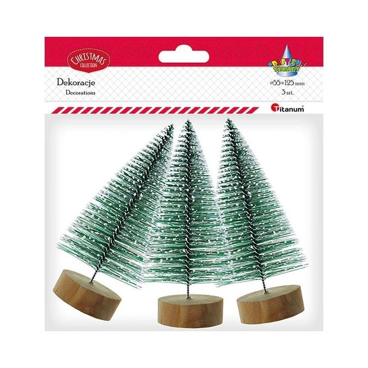 Drzewka plastikowe Choinki 12,5cm x 55mm 3szt ziel