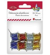 Dekoracje plastikowe bębenek Xmass 20x30mm 8szt