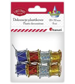 Dekoracje plastikowe bębenek Xmass 20x30mm 8szt
