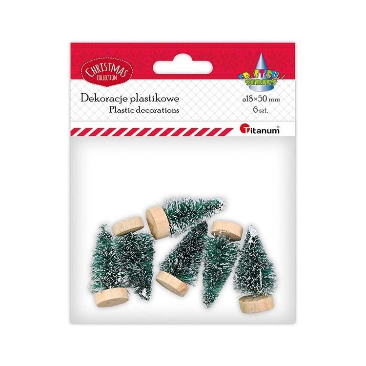 Drzewka minaturowe plastikowe Choinki zielone 6szt