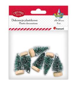 Drzewka minaturowe plastikowe Choinki zielone 6szt