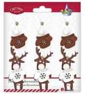 Zawieszki drewniane renifery w sweterkach 6szt