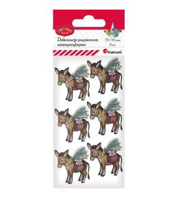 Dekoracje samoprzylepne papierowe 3D osiołki 6szt