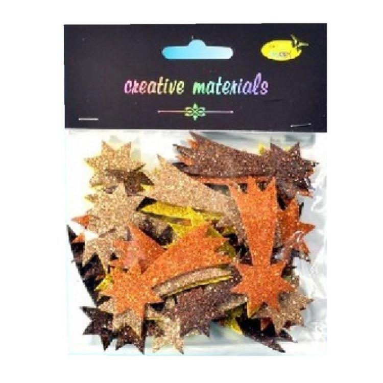 Komety z pianki brokatowej kolorowe 40szt