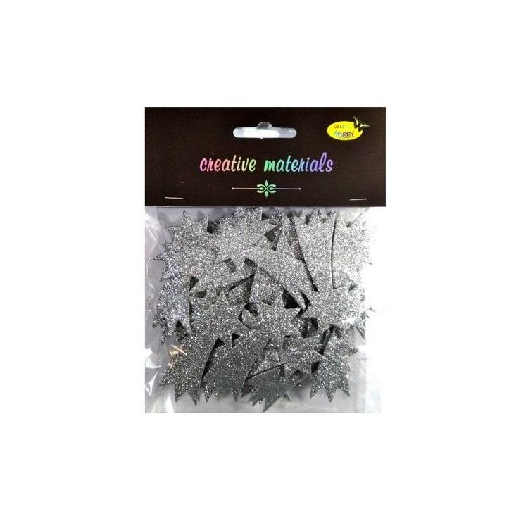 Komety z pianki brokatowej srebrne ok 50szt