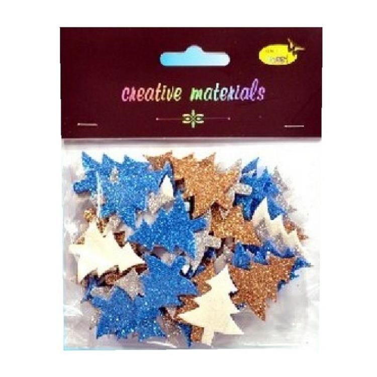 Choinki z pianki brokatowej kolorowe 60szt