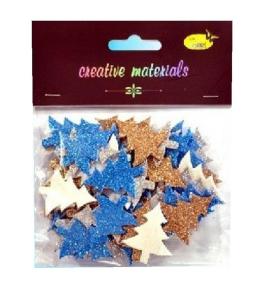 Choinki z pianki brokatowej kolorowe 60szt
