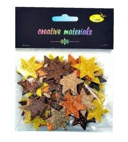 Gwiazdki z pianki brokatowej kolorowe 60szt