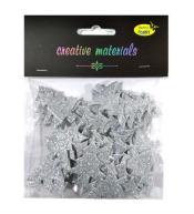 Choinki z pianki brokatowej srebrne ok 50szt