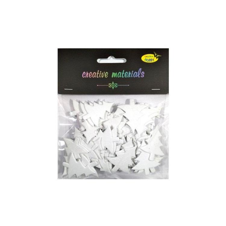 Choinki z pianki brokatowej białe ok 60szt