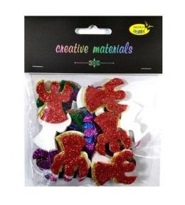 Aniołki z pianki brokatowej kolorowe ok 50szt