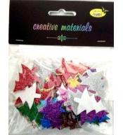 Choinki z pianki brokatowej kolorowe ok 60szt