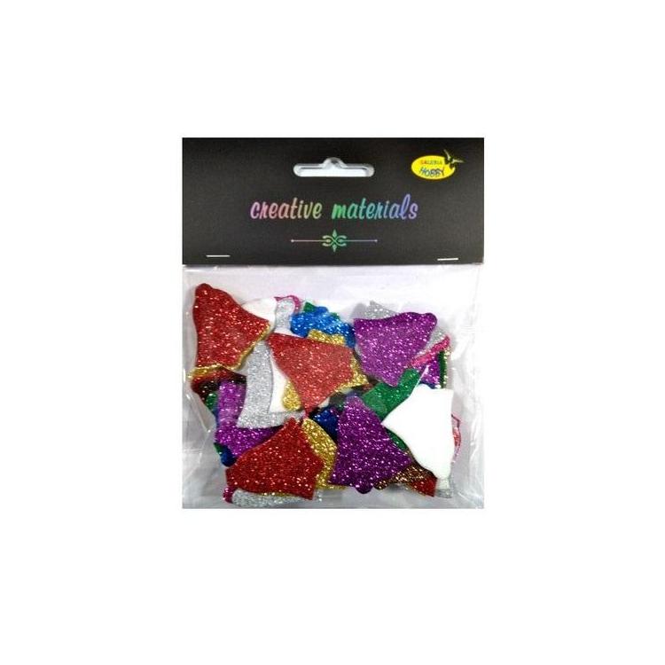 Dzwonki z pianki brokatowej kolorowe ok 60szt