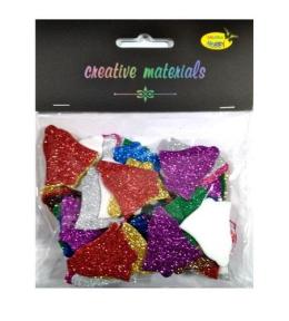 Dzwonki z pianki brokatowej kolorowe ok 60szt