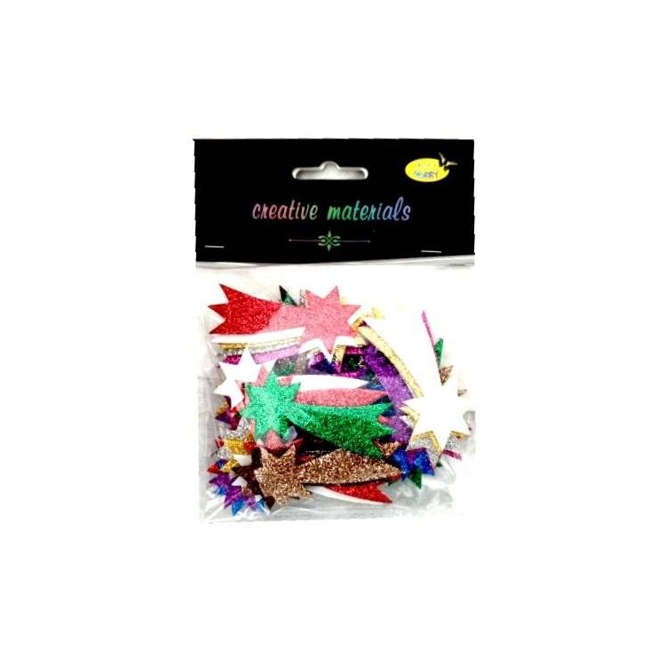 Komety z pianki brokatowej kolorowe ok 30szt