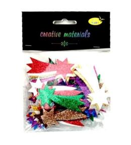 Komety z pianki brokatowej kolorowe ok 30szt