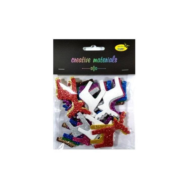 Renifery z pianki brokatowej kolorowe ok 30szt