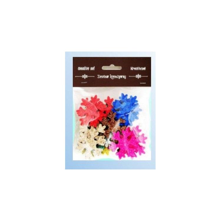 Śnieżynki z pianki brokatowej kolorowe ok 30szt