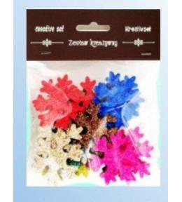 Śnieżynki z pianki brokatowej kolorowe ok 30szt