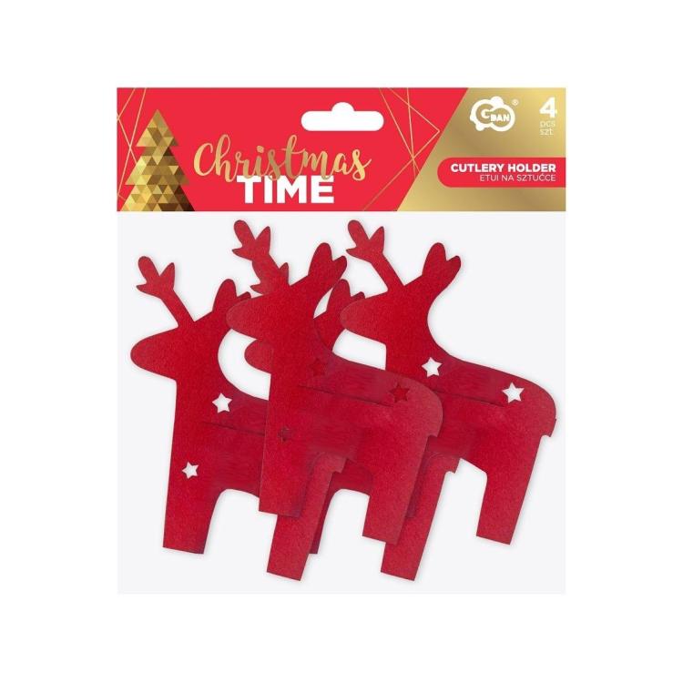 Etui na sztućce Renifer 14,5x18cm 4szt