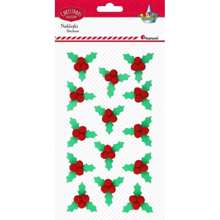 Naklejki 3D liście ostrokrzewu 14szt