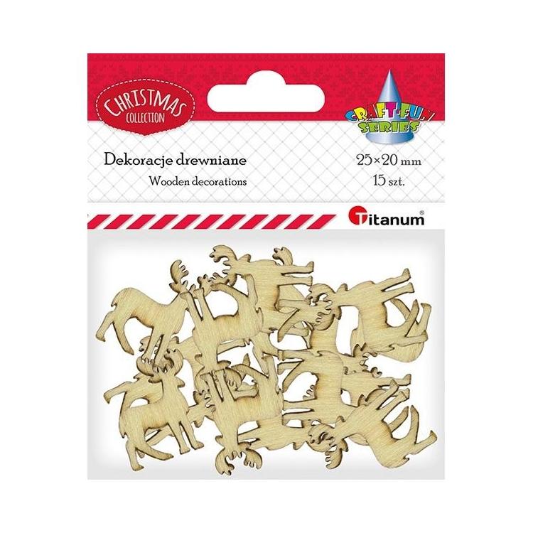 Drewniane renifery 20x25mm naturalne 15szt