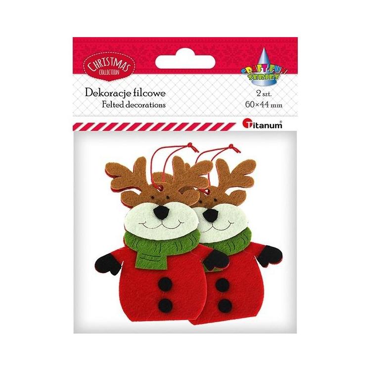 Zawieszki filcowe 3D renifery 75x90mm 2szt
