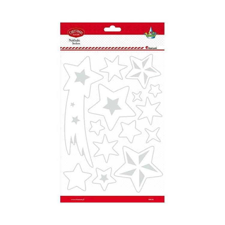 Naklejki fluorescencyjne gwiazdy białe 14szt