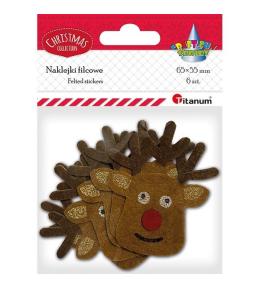 Naklejki filcowe głowy renifera 55x65mm 6szt
