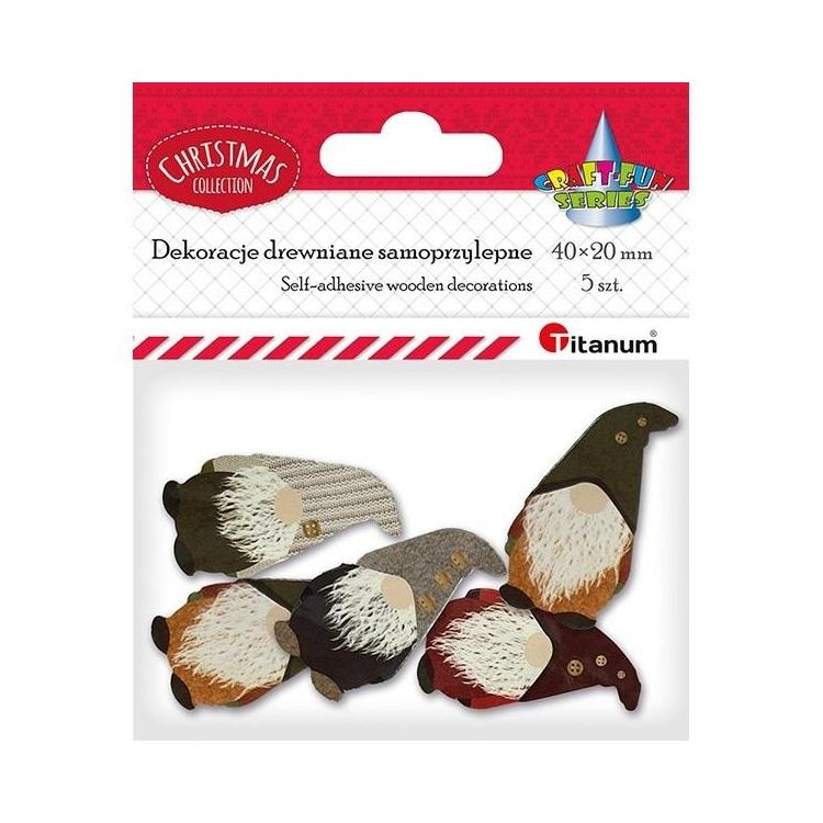 Dekoracje samoprzylepne krasnale 20x40mm 5szt mix